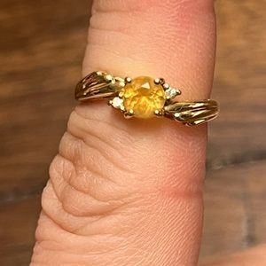 14k round Citrine Diamond